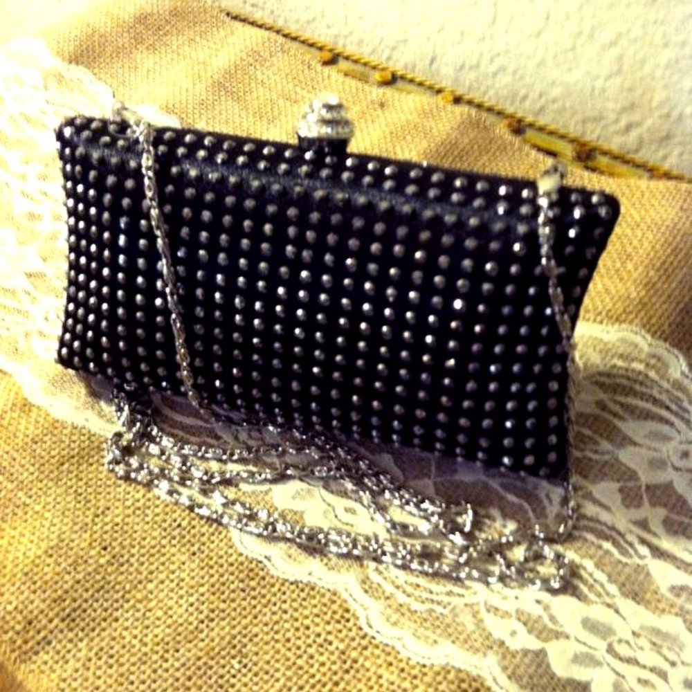 Silver-Studded Black Clutch